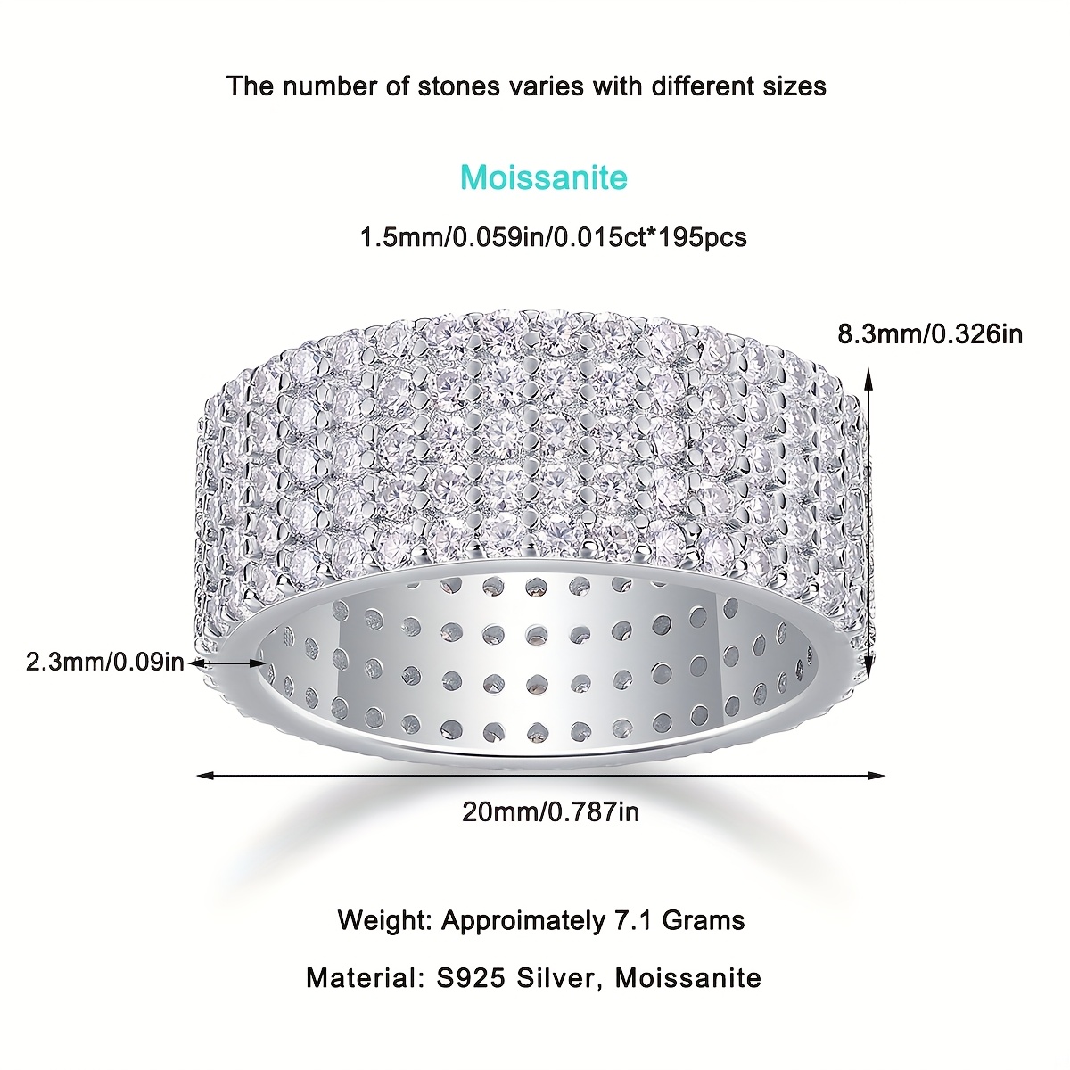 Elegant 925 Sterling Silver Moissanite Ring, Trendy Gift